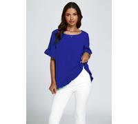 Fs Collection Frill Detail Short Sleeves Top In Blue Blue