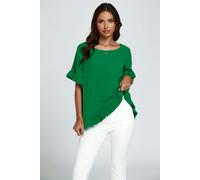FS Collection Frill Detail Short Sleeves Top In Green - S - Green