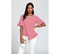 Fs Collection Frill Detail Short Sleeves Top In Light Pink Light Pink XL