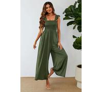 FS Collection Frill Detail Strappy Jumpsuit In Olive - M - Green