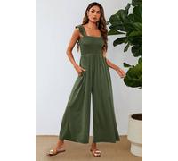 Fs Collection Frill Detail Strappy Jumpsuit In Olive Olive