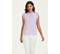 FS Collection Frill Trim Sleeve Frill Neck Blouse Top In Light Purple - Light Purple - L