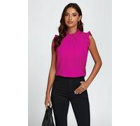 Fs Collection Frill Trim Sleeve Frill Neck Blouse Top In Pink Pink M