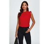Fs Collection Frill Trim Sleeve Frill Neck Blouse Top In Red Red