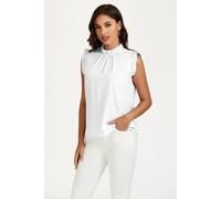 Fs Collection Frill Trim Sleeve Frill Neck Blouse Top In White White