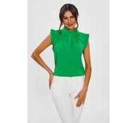 Fs Collection Frill Trim Sleeve High Neck Blouse Top In Light Green Green XS