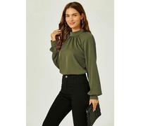 FS Collection Halter Neck Blouse Top In Khaki Green - KhakiGreen - S