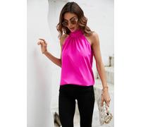 Fs Collection Halter Neck Tie Back Top In Fuchsia Fuchsia