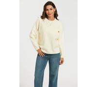 Fs Collection Heart Embroidered Knit Jumper Top In Cream Cream One Size