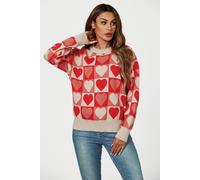 Fs Collection Heart Pattern Knitted Jumper In Red Red