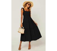 FS Collection Hem Detail Tiered Maxi Dress In Black - 8-10