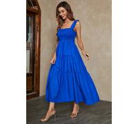 Fs Collection Hem Detail Tiered Maxi Dress In Blue Blue