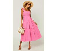 FS Collection Hem Detail Tiered Maxi Dress In Fuchsia Pink - 14-16