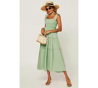 FS Collection Hem Detail Tiered Maxi Dress In Light Green - XS - Light Green