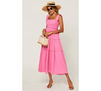 Fs Collection Hem Detail Tiered Maxi Dress In Pink Pink