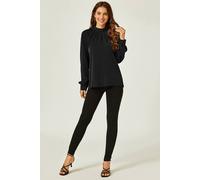 Fs Collection High Neck Back Cut Detail Blouse Top In Black Black