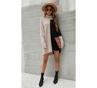 FS Collection High Neck Half Forest Beige & Black Block Colour Jumper Top