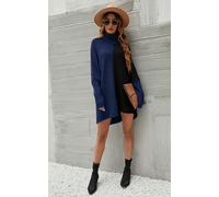 FS Collection High Neck Half Forest Navy & Black Block Colour Jumper Top