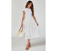 Fs Collection Jersey Broderie Midi Dress In White White