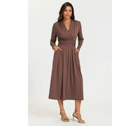 FS Collection Jersey Long Sleeve Midi Dress In Brown - XL - Brown