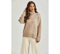 Fs Collection Jumper Top With High Neck In Camel In Beige Beige One Size