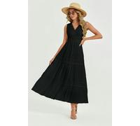 FS Collection Lace Detail Maxi Dress In Black - XS - Black