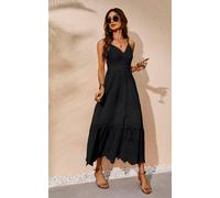 FS Collection Lace Embroidery Anglaise Maxi Dress In Black - 14-16