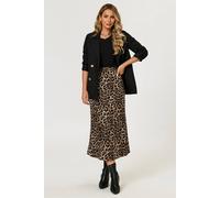 Fs Collection Leopard Print Satin Midi Skirt In Brown Brown