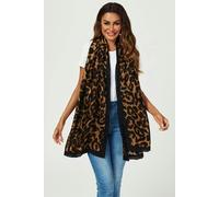FS Collection Leopard Print Scarf In Brown & Black - Brown - Onesize