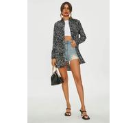 FS Collection Leopard Print Tunic Shirt In Grey Blue - Grey Blue - S
