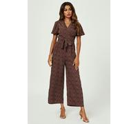 FS Collection Leopard Print Wrap Top Jumpsuit In Rusty - Rusty - XS