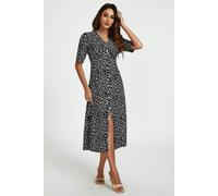 FS Collection Little Floral Print Button Front Midi Dress In Black - M - Black
