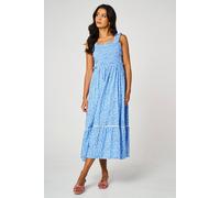 Fs Collection Little Floral Print Hem Detail Maxi Dress In Blue Blue
