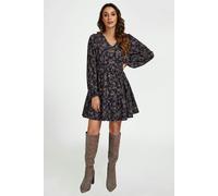 FS Collection Little Floral Print V Neck Mini Dress In Navy - L - Navy