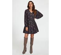 Fs Collection Little Floral Print V Neck Mini Dress In Navy Navy