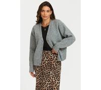 Fs Collection Little Heart Embroidery Cardigan Top In Grey Grey One Size