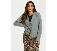 FS Collection Little Heart Embroidery Cardigan Top In Grey - Onesize - Grey