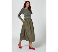Fs Collection Long Sleeve Stripe Midi Dress In Olive Olive