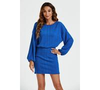Fs Collection Long Sleeves Knit Mini Dress In Blue Blue