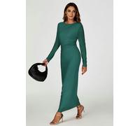 FS Collection Long Sleeves Mesh Maxi Dress In Green - XL - Green
