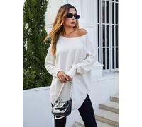 Fs Collection Oversize Knitted Jumper Top In Ecru In White White One Size