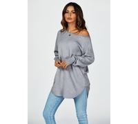 Fs Collection Oversize Knitted Jumper Top In Grey Grey