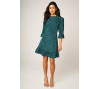 Fs Collection Polka Dot Frill Hem Mini Dress In Teal Teal