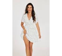 Fs Collection Polka Dot V-Neck Mini Dress With Shirred Waist In White White