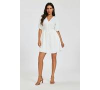 FS Collection Puff Sleeve Button Down Mini Dress In White - M - White