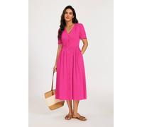 Fs Collection Puff Sleeve Button-Front Midi Dress In Pink Pink