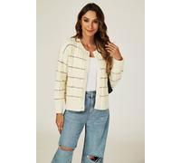 Fs Collection Rainbow Stripe Knitted Cardigan In Cream Cream