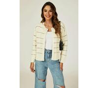 FS Collection Rainbow Stripe Knitted Cardigan In White - Onesize - White