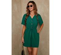 Fs Collection Relaxed Button Down Playsuit In Green Green 14