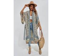 Fs Collection Relaxed Cotton Kimono In Blue Floral Blue